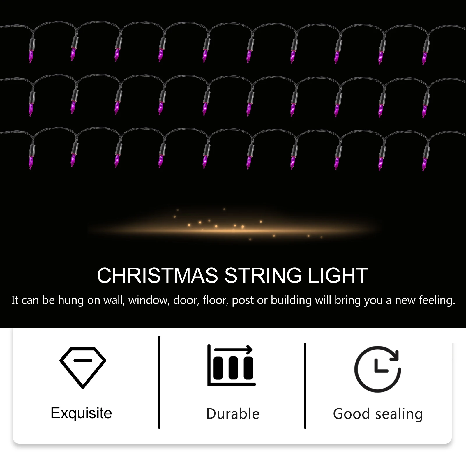 

50 LED Christmas Tree Lights C9 Bulb Style Rope Light for Indoor Outdoor Festival Decoration Garage Party Porch Ceiling Lighting