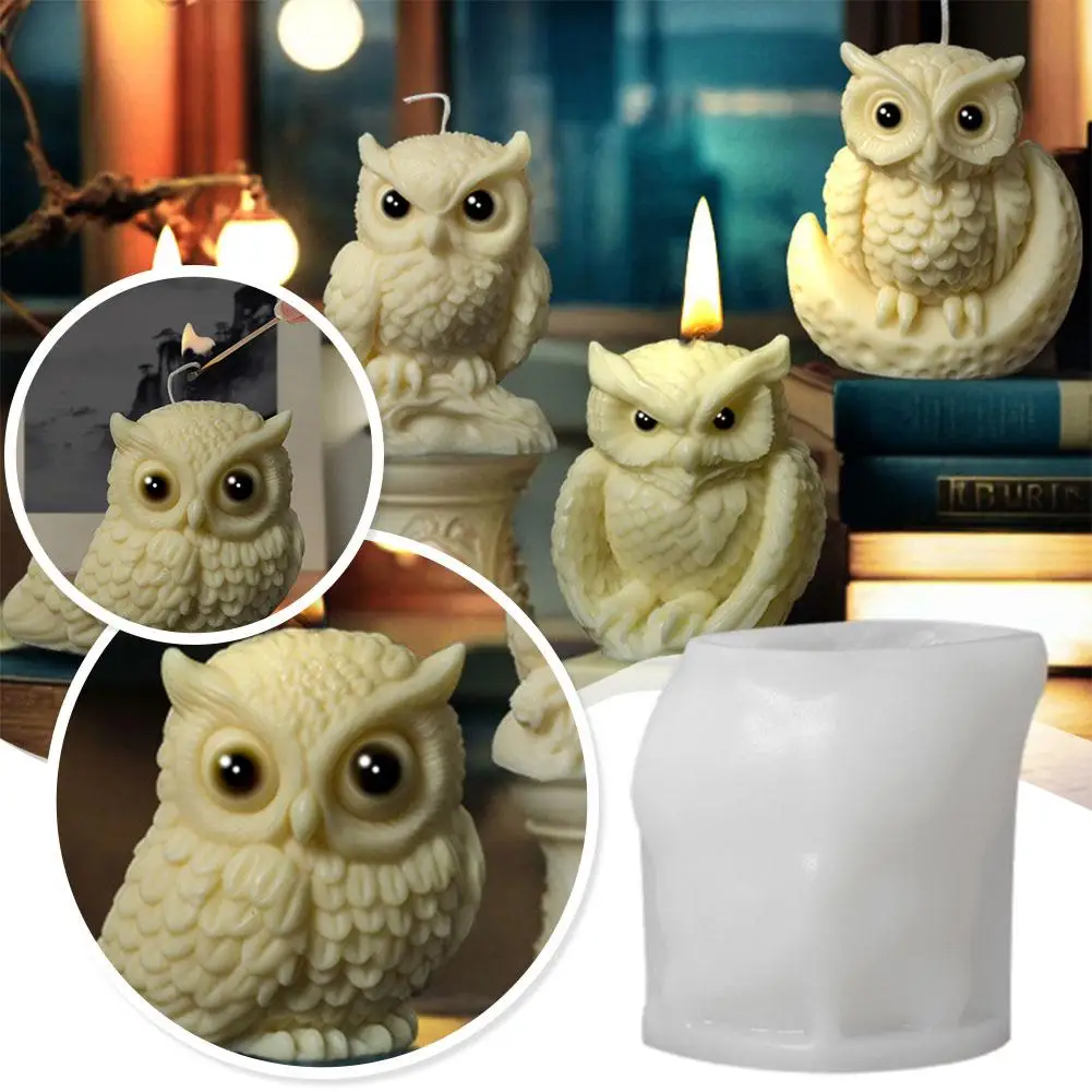 Cute Owl Candle Silicone Mold Simulation Animal Owl Mould Concrete Gypsum Owls Molds Gifts Resin Mold Silicone Cake Mold Ow M8O6