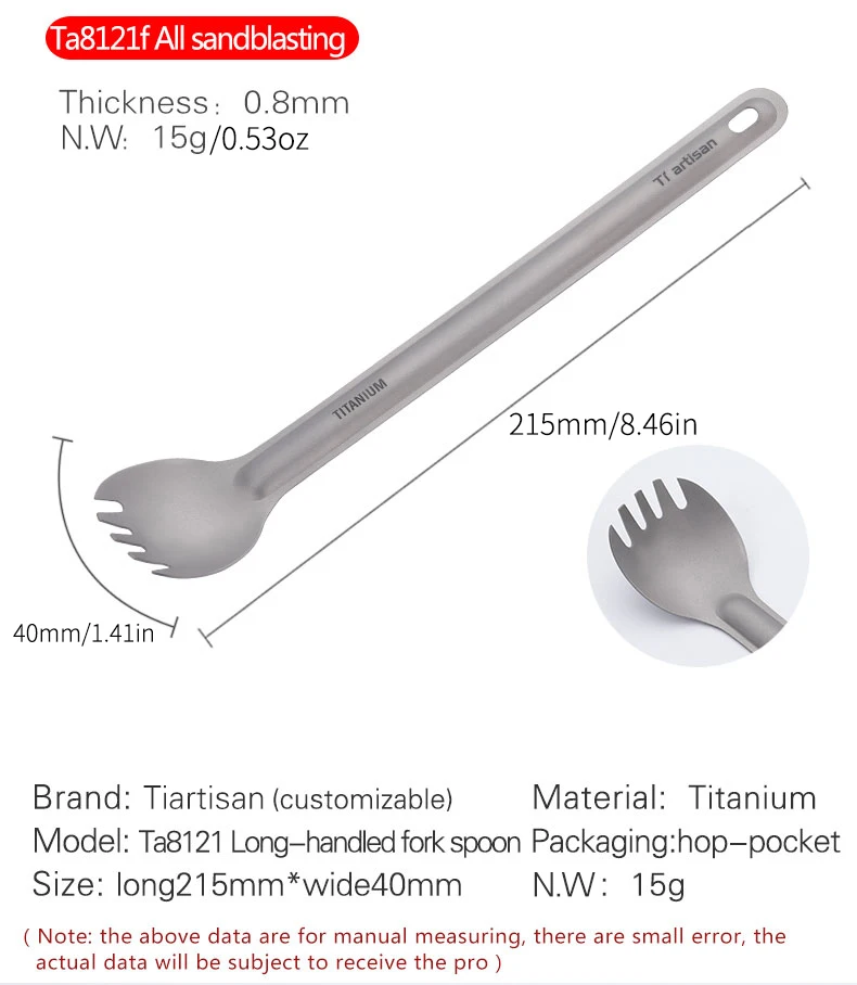 Tiartisan Titan-Göffel mit langem Griff, Besteck, ultraleichtes Geschirr im Freien, tragbares Geschirr, Campingausrüstung – Detail 10