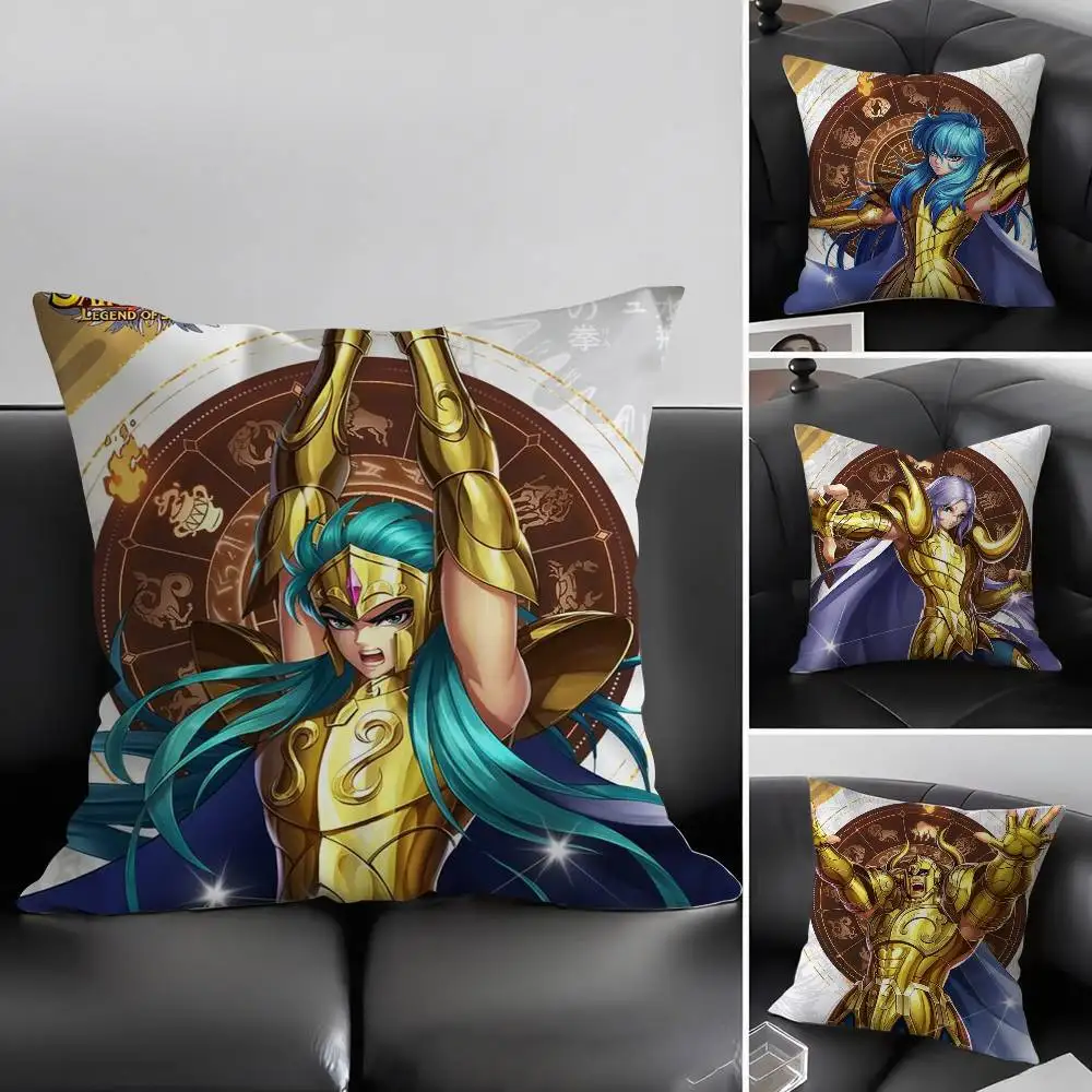 Animation 12 Gold S-Saint S-Seiya Pillow Case Home Dorm Chair Back Short Plush Double-sided Printing Office Cushion Cover