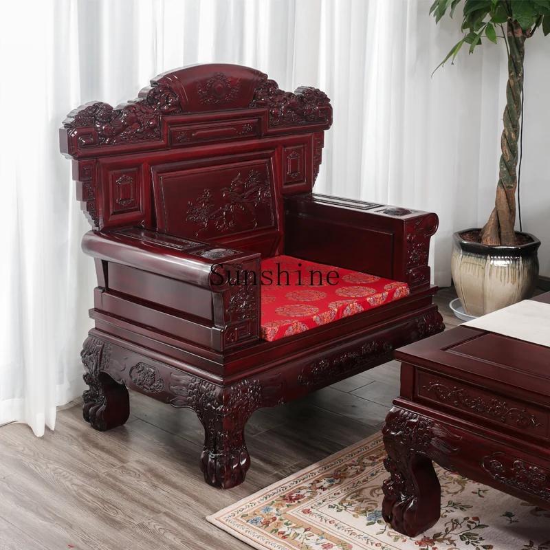 

All solid wood ninety-five supreme sofa combination Chinese antique sitting couch large apartment