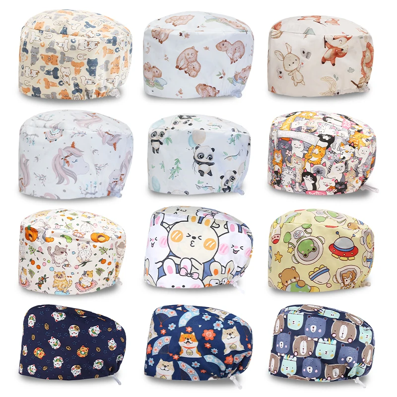 4 Seasons หมวกผ่าตัดทันตกรรมหมวกพยาบาลหมวกทางการแพทย์สําหรับผู้หญิงสัตว์เลี้ยงโรงพยาบาลคลินิกหมอพยาบาล Beauty Salon Skullcaps K880