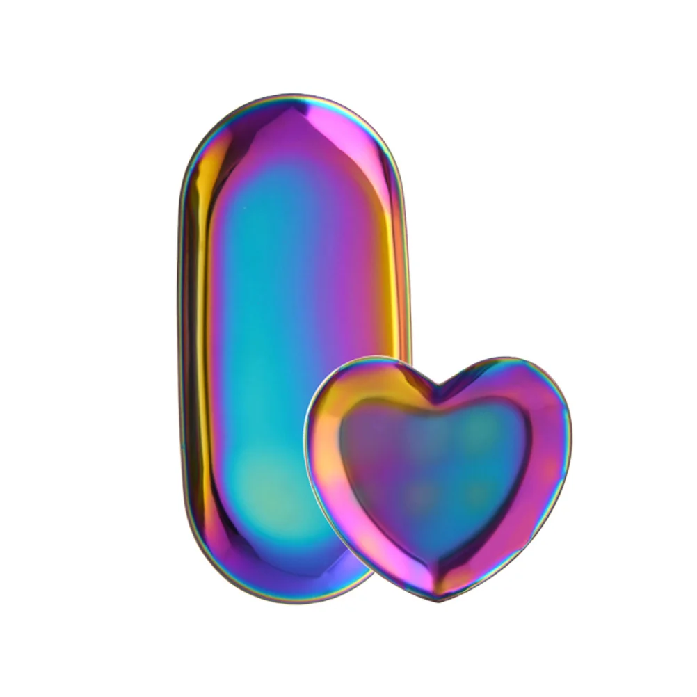 1Set Nail art Werkzeug Ablage Edelstahl Mini Maniküre Werkzeug Platte Organizer für Salon Hause Schreibtisch Badezimmer Eitelkeit