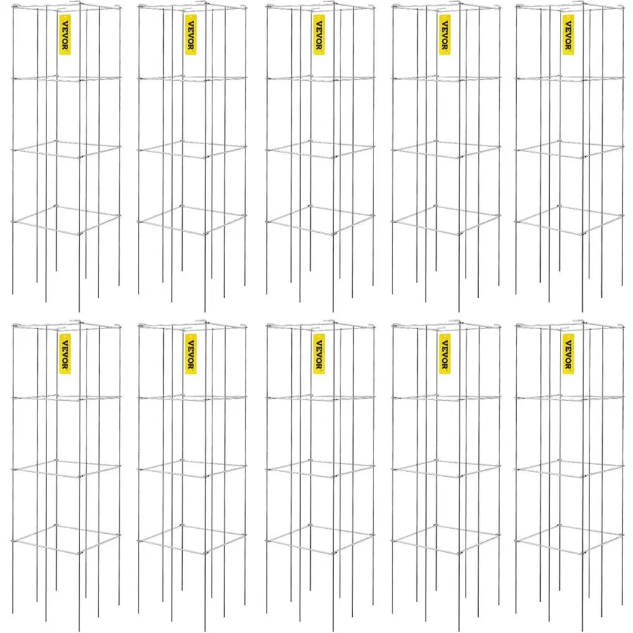 

Опоры для томатов, 11.8 x 11.8 x 46.1, 10 штук, квадратные опоры для растений, серебристые стальные опоры с ПВХ-покрытием для вьющихся овощей