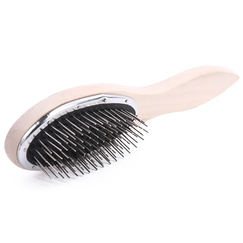 Wood Handle Steel Pin Wig Brush Detangling Comb For Synthetic Cosplay Wigs Hair Extensions Professional Wig Care Tool view 3