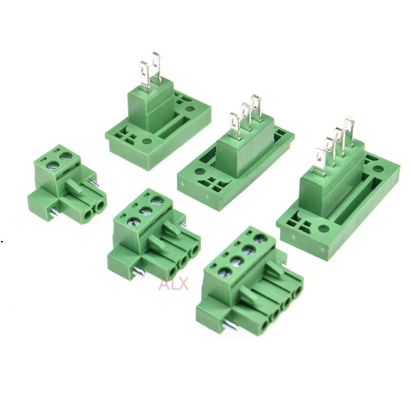 3SETS 2edg 2/3/4/5/6/8 pin 5.08MM pitch pluggable screw terminal block 5.08 PLUG TYPE pcb connector with Flange PLUG + SOCKET