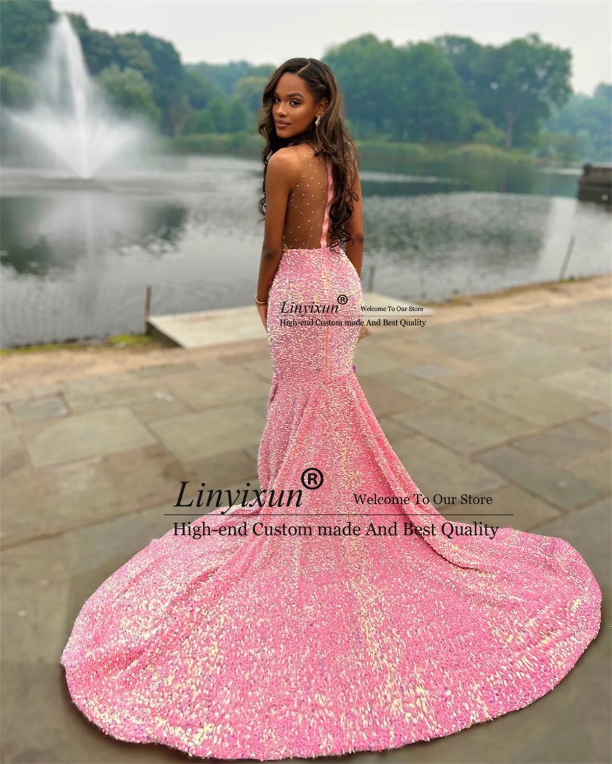 Luxury Diamonds Prom Dress Sparkly Rhinestone Crystal Butterfly Formal Evening Party Gown Black Girl Side Slit robes de soirée