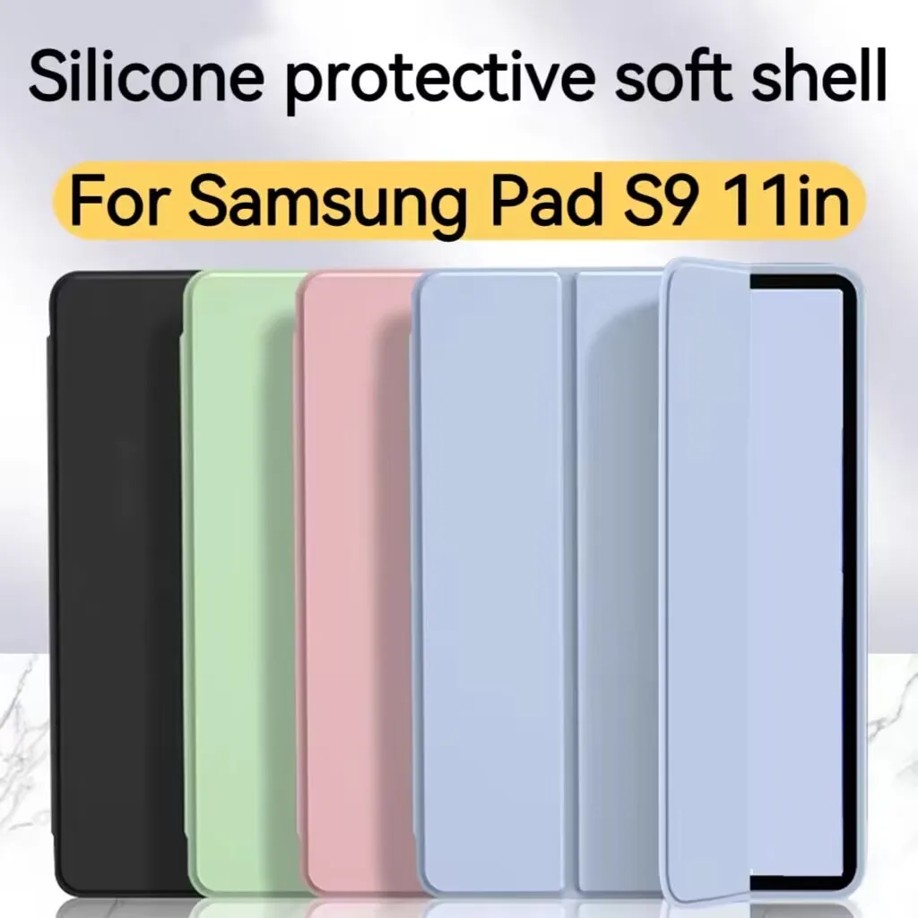 

For Samsung Pad S9 11-inch protective case Smart tablet silicone sleep trifold bracket PU protective case