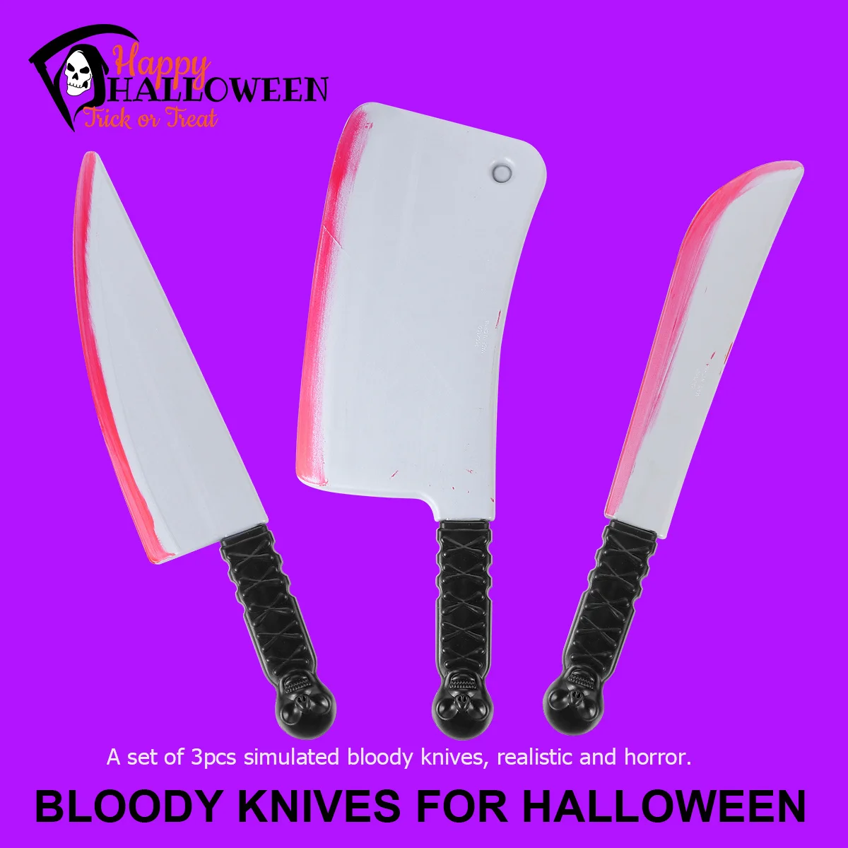 

3 шт., набор имитации кровавых ножей, реалистичные ложные ножи ужасов для Хэллоуина, костюм, вечерние, маскарад, реквизит для косплея, декор