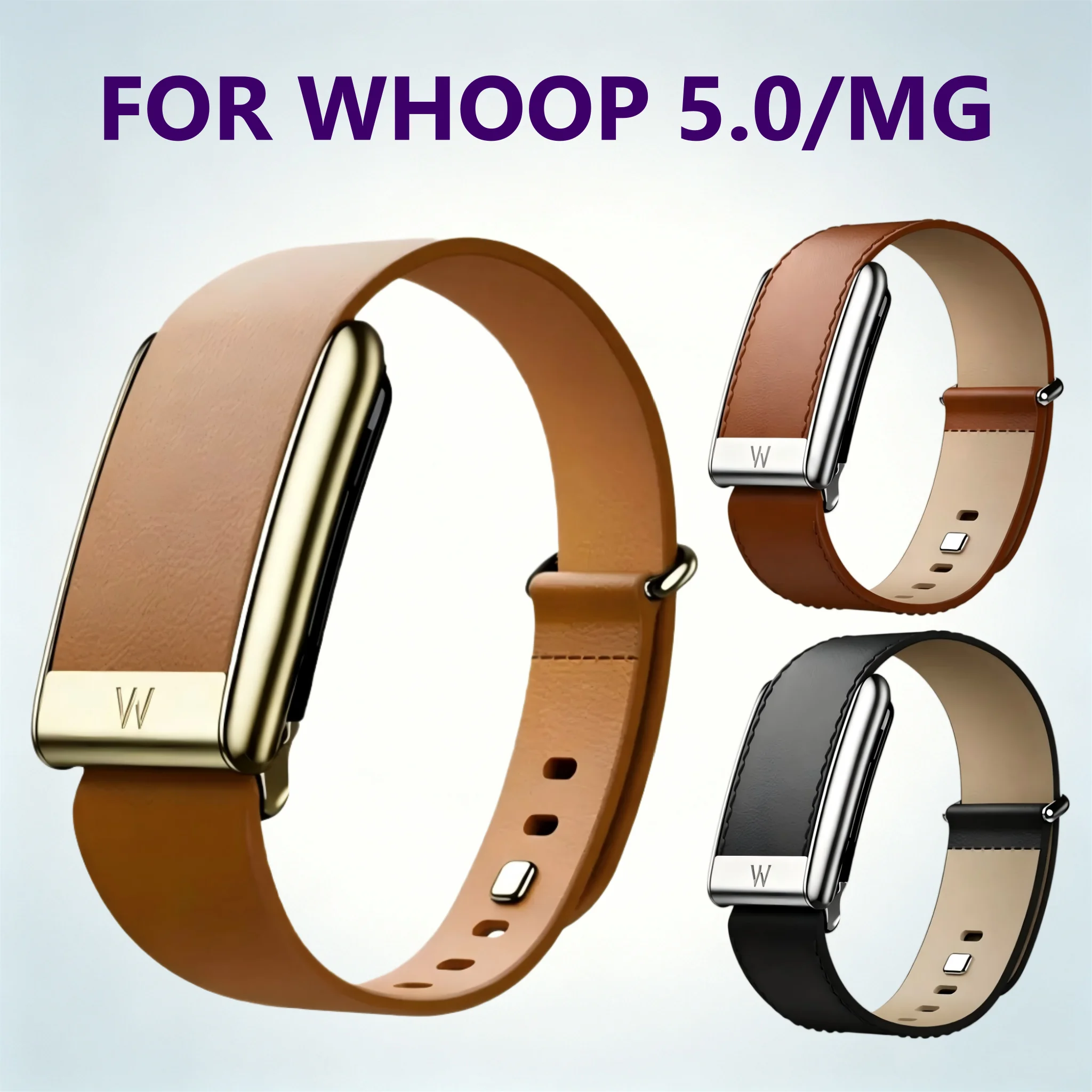 For Whoop 5.0/MG Vintage Leather Wristband With Metal Frame Multi Color Soft Adjustable Replacement Business Watch Strap
