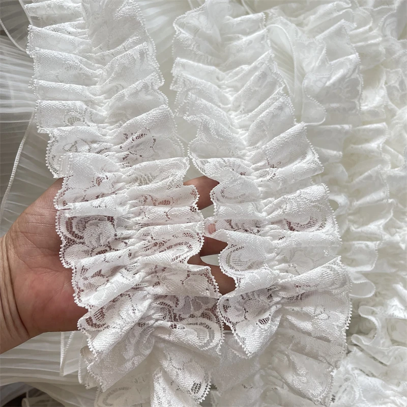 1 Yard Soft Pleated Frill Trim Flower lace Ruffled Stretch Trim for DIY Handmade Sewing Craft Making Lace collar Cuff Dress Hem