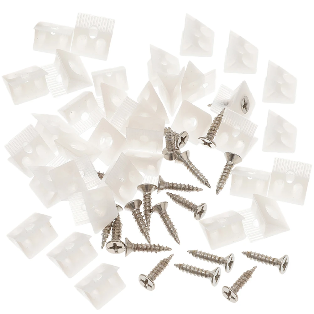 

106 Pcs White Plastic Layer Board Support Screws Furniture Repair Easy Install Drawer Bottom Corner Braces