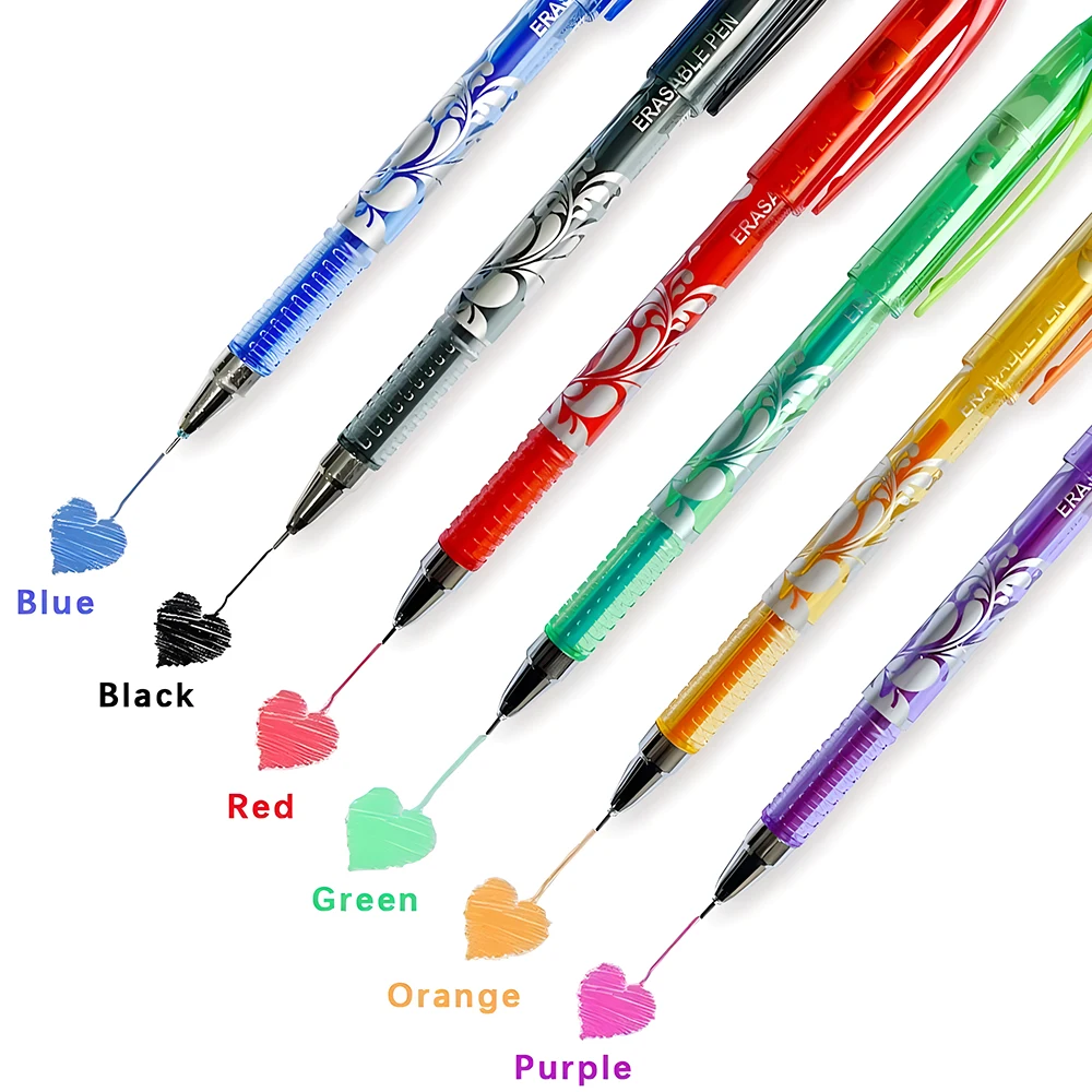 Japanese Erasable Gel Pens Colored Green Black Blue Purple Washable Handle Rod Pen Refills Kids School Office Journal Stationery