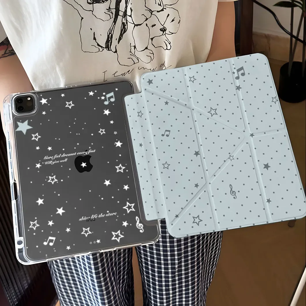 Blue Dotted Musical Note Tablet Case For iPad Pro 11 12.9 13 M2 M3 M4 M5 Shell 8.3 9.7 10.2 5/6/7/8/9/10/11th Air 4 5 6 7 Cover