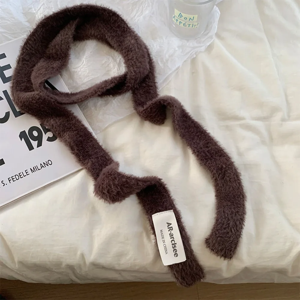 لينة بلون شال من الصوف Harajuku خلع الملابس الديكور وشاح محبوك Y2K الشريط طويل الأوشحة الضيقة فتاة حار