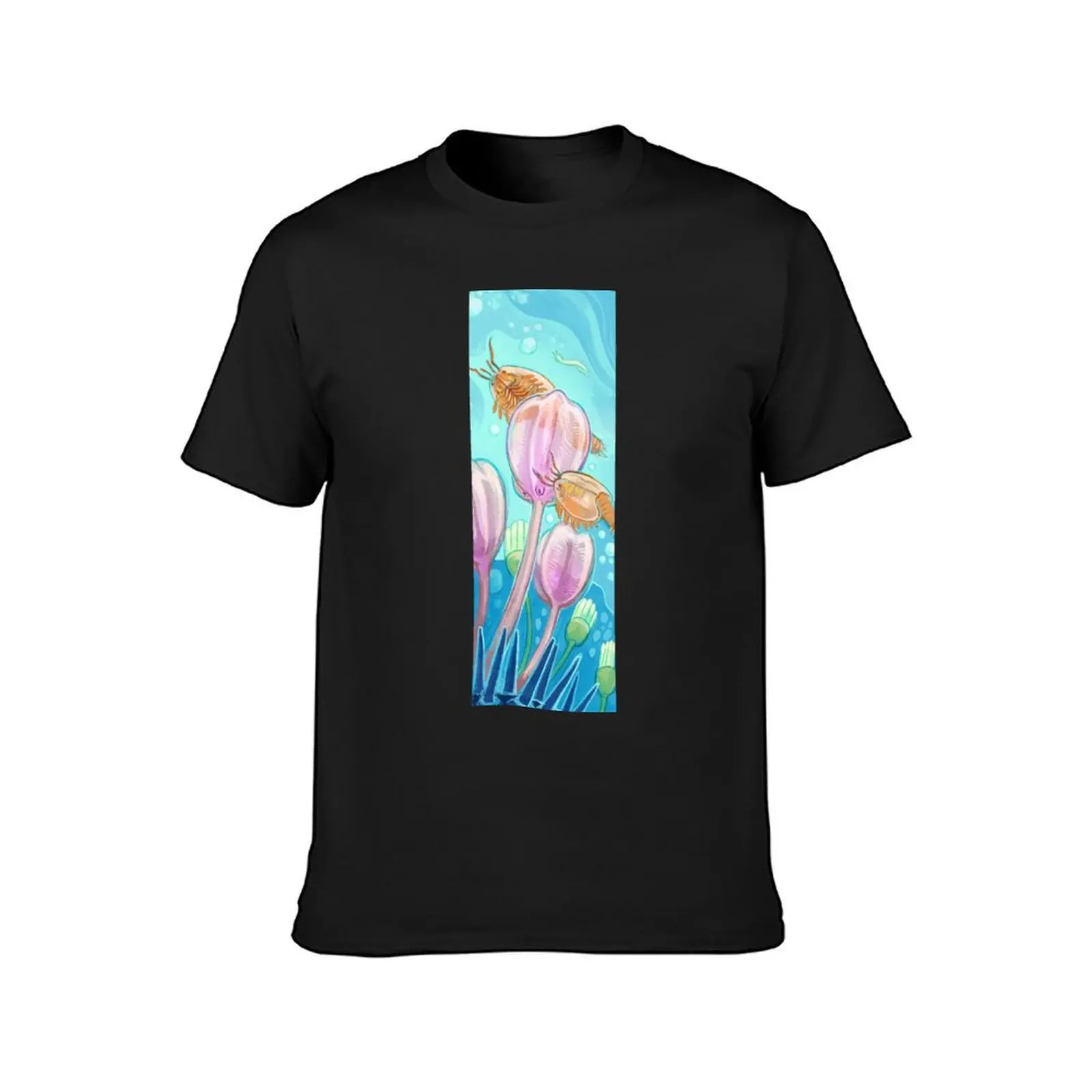 Burgess Shale Scene in Blue, Pink, and Orange T-Shirt aesthetic clothes graphics shirts graphic tees Blouse clothes for men