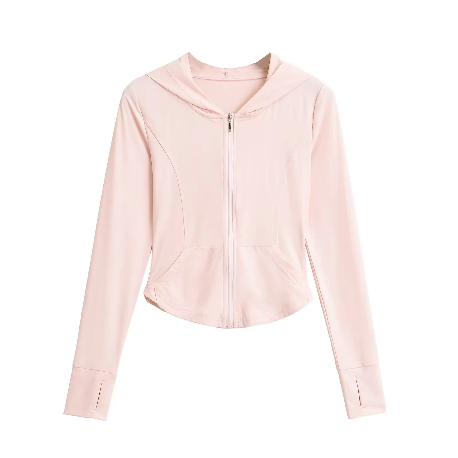 

Женский длинный кардиган на молнии с капюшоном, спортивная одежда для йоги, утягивающий топ, модный универсальный повседневный весенний топ