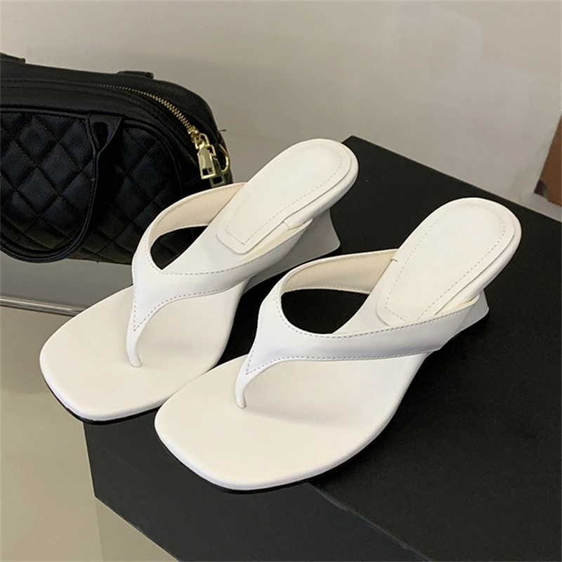 Eilyken 2026 Summer Fashion Wedges Heels Women Slippers Square Clip Toe Sandals Flip Flops Party Female Shoes Zapatos Mujer view 4