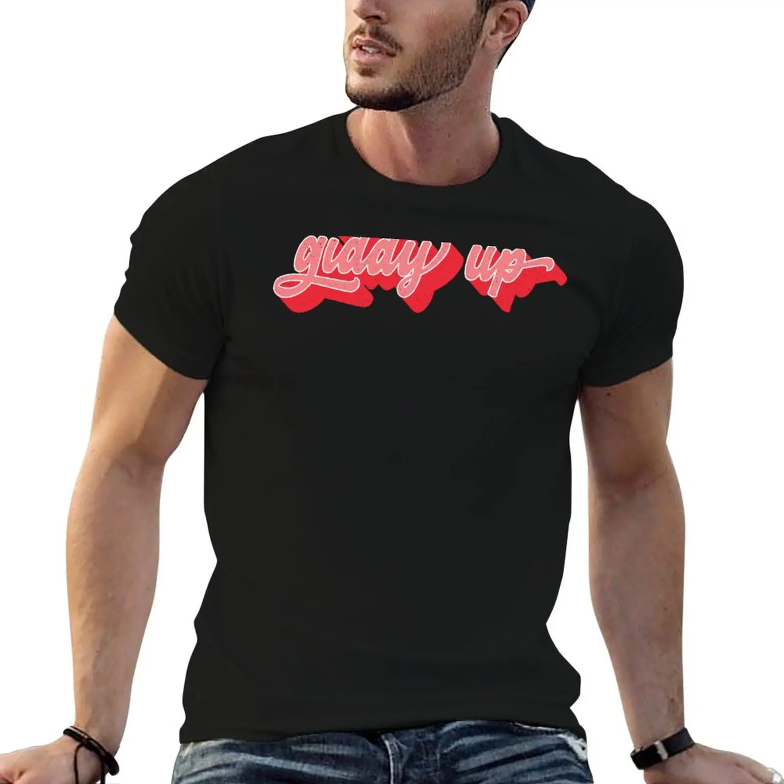 

Giddy Up Sticker T-Shirt anime tshirt man t shirts for men casual t shirts for man pack white T-Shirt