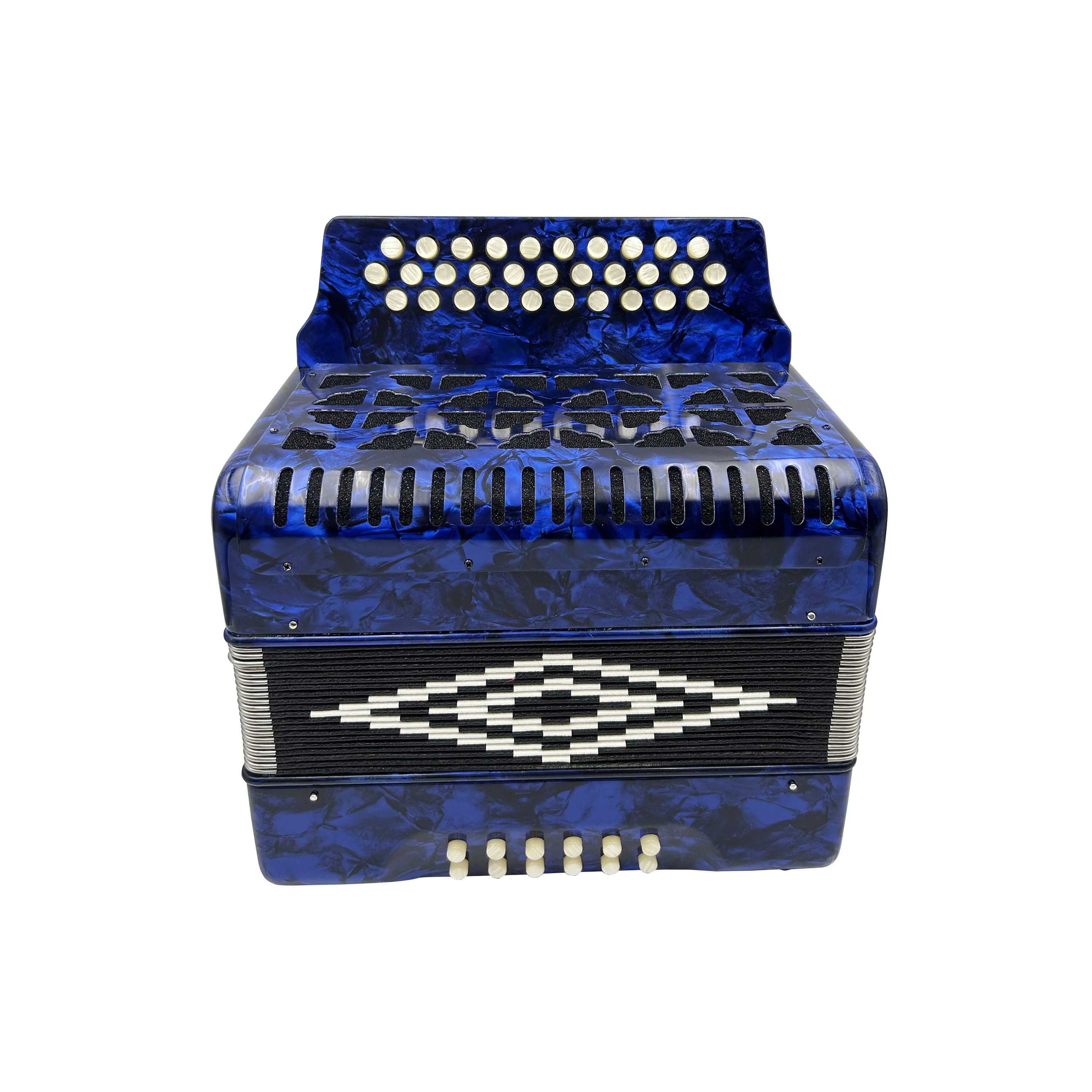 أداة الأكورديون الخشبية المهنية Diatonic 31 أزرار 12 باس طالب الأزرق الملكي السليلويد الأبيض JB3112A نموذج المحمولة