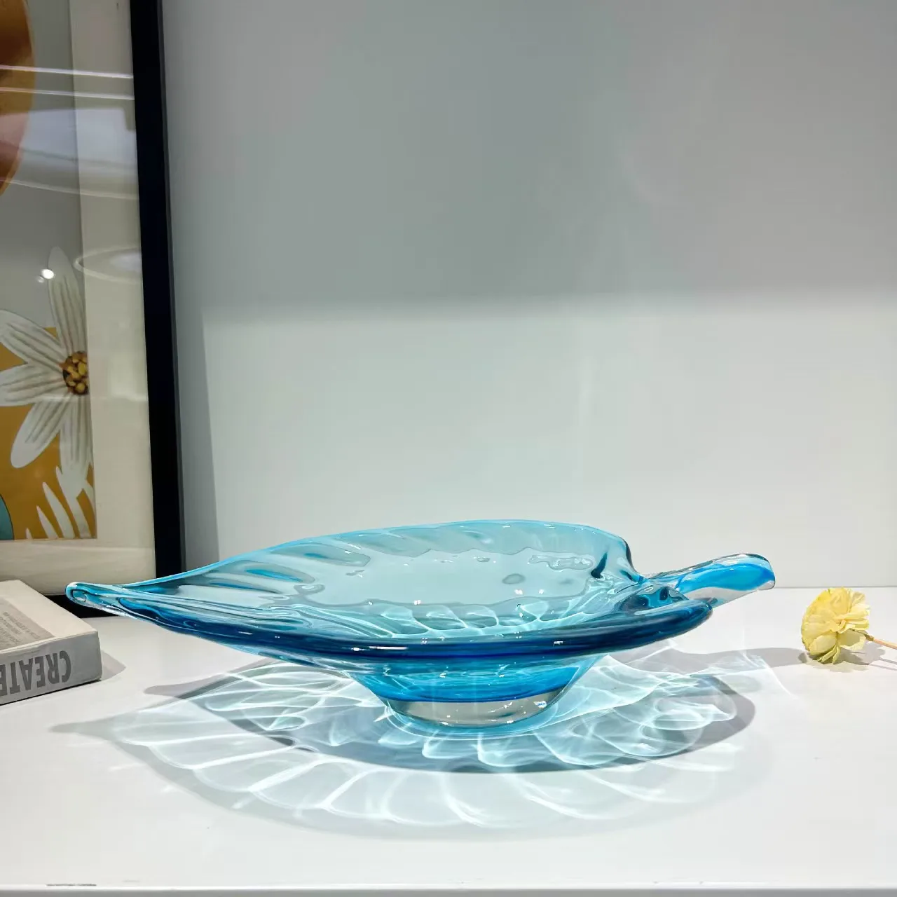 PZ Modern creative leaf modeling glazed fruit plate, high-end sample room, entrance handicraft ornament