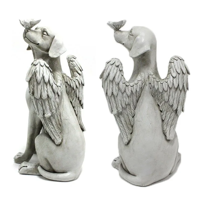 Hot Memorial Statue, Angel Dog Remembrance Keepsake Sculpture Grave Marker Resin Figurine to Honor a Cherished