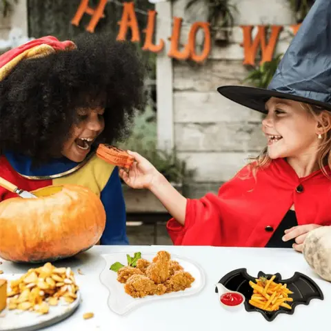 Halloweenfest godisfat, söt pumpa fladdermus spökmatbricka, dessert snacks fruktfat, Halloween hemfestdekorationer 10 best sales godisbordsdekorationer - №3