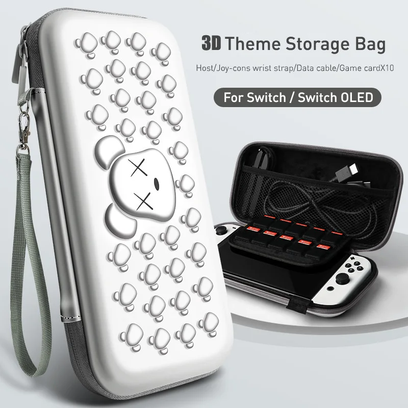 Tas Penyimpanan Tema 3D untuk Nintendo Switch Portabel Membawa Casing Keras Tahan Air NS Beralih Aksesori Game OLED
