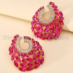 Luxury Design Bridal Wedding Party Jewelry Fashion Shiny Rhinestone Decor Piercing Stud Earrings For Women Charm Ear Accessories