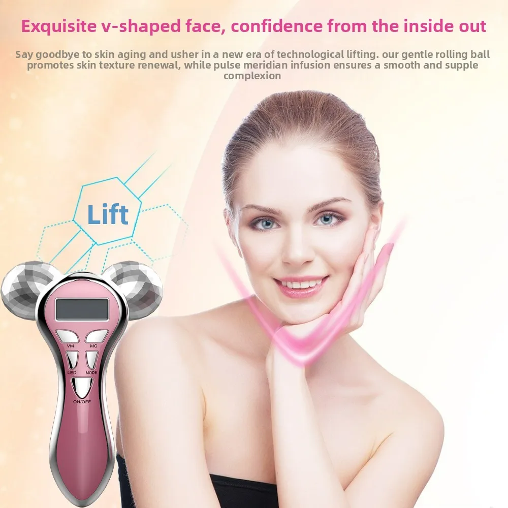 Neue 4D Mikrostrom Gesicht Massager Roller V Gesicht Gesichts Lifting Gerät EMS Vibration Puls Massage Y Form Schönheit Hautpflege Werkzeug