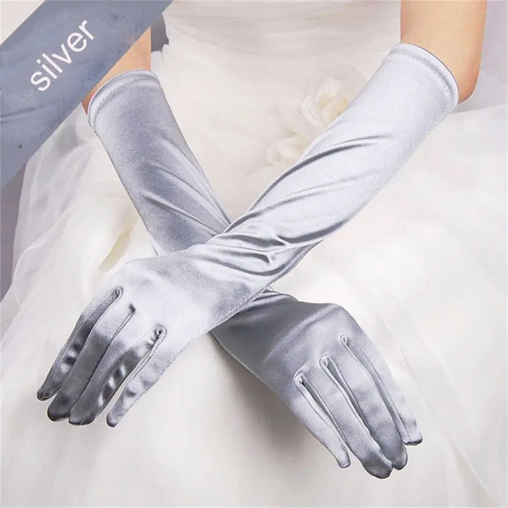 Bridal Finger Long Stretch Satin Wedding Gloves