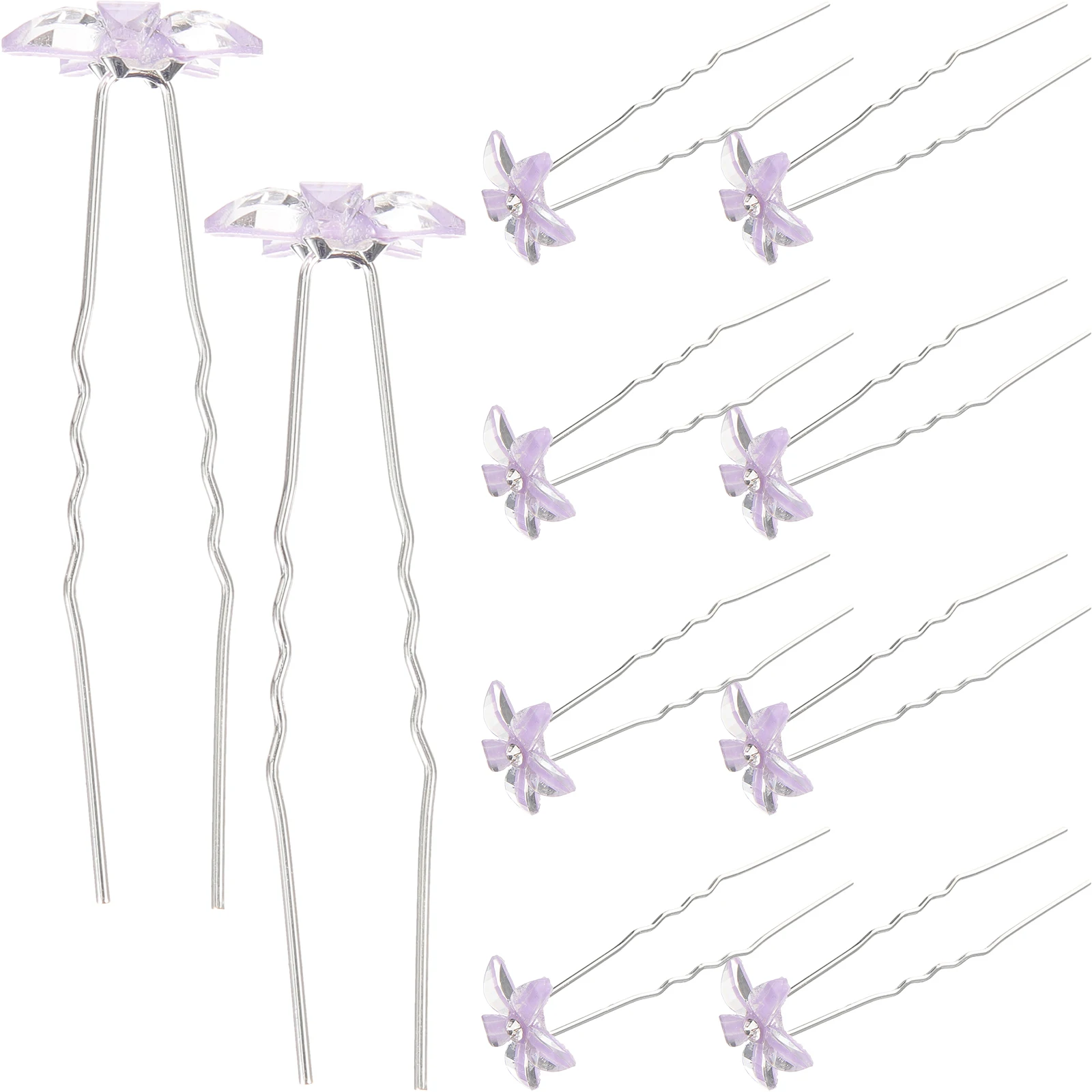 

10 Pcs Wedding Hair Accessories Crystal Flower Accessory U Shaped Hairpin Headgear Clips for Women Bride