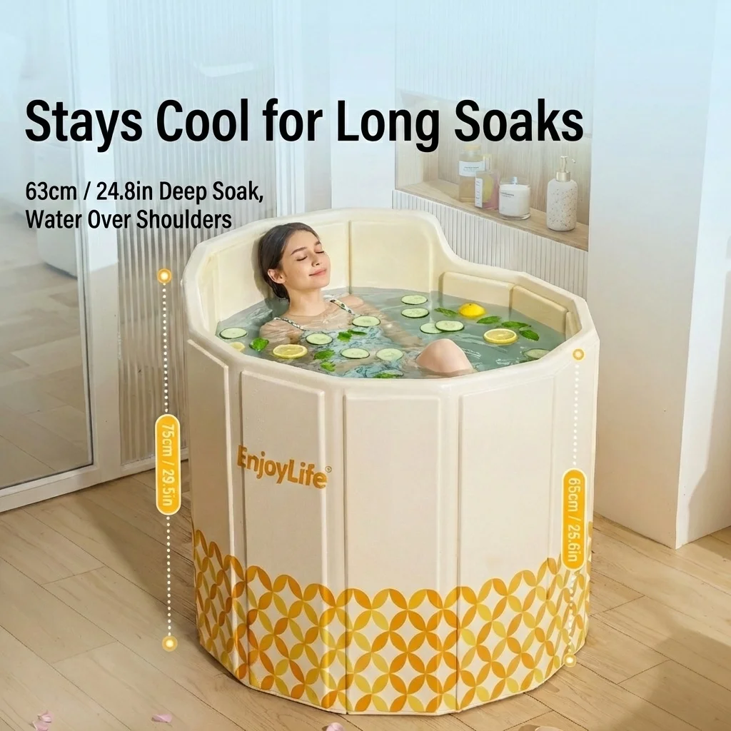 

Curved-back Bathtub, Suitable for Both Hot and Cold Water, Portable and Foldable. This Freestanding Bathtub Is Made of PVC