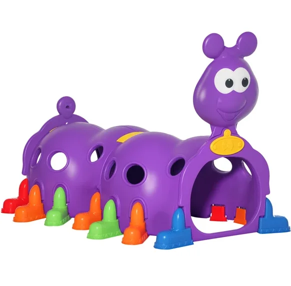

Qaba Kids Caterpillar Climbing Tunnel Purple Indoor Outdoor Climb N Crawl Toy Play Structure for 3 6 Years Old Boys Girls Gift