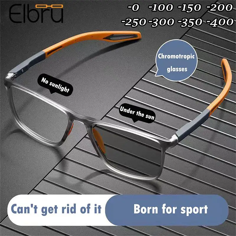 

Elbru Discoloration Myopia Glasses Women Men Ultralight Photochromic Nearsighted Eyeglasses Unisex Shortsighted Eyewear 0-1-2-4