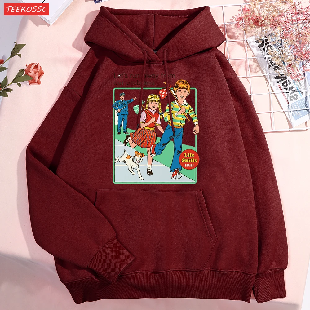 سويت شيرت كبير الحجم من الصوف للرجال والنساء ، وغطاء رأس غير رسمي ، وأزواج فضفاضة ، وأزواج بغطاء رأس ، ولنهرب من مشاكلنا ، والأزياء