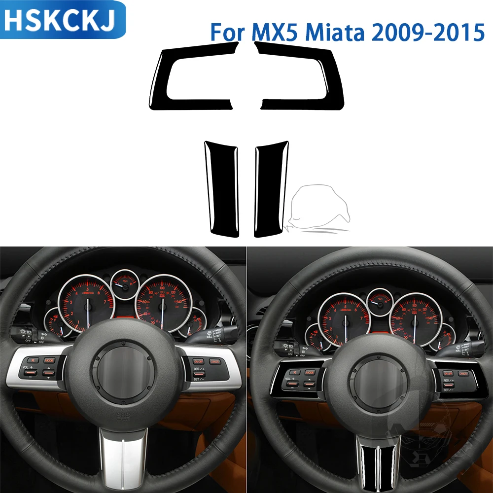 

For Mazda MX5 Miata 2009-2015 Car Accessories Carbon Fiber Interior Auto Steering Wheel Panel Cover Trim Sticker Modification