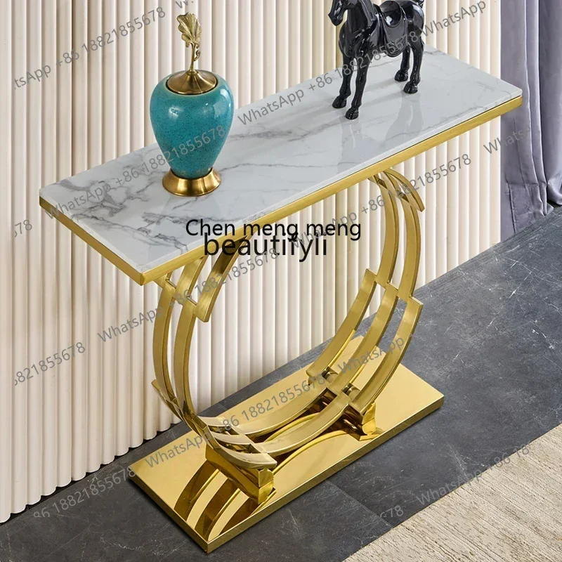 N178  Italian light luxury rock slab marble entrance table designer creative luxury stone entrance table9344