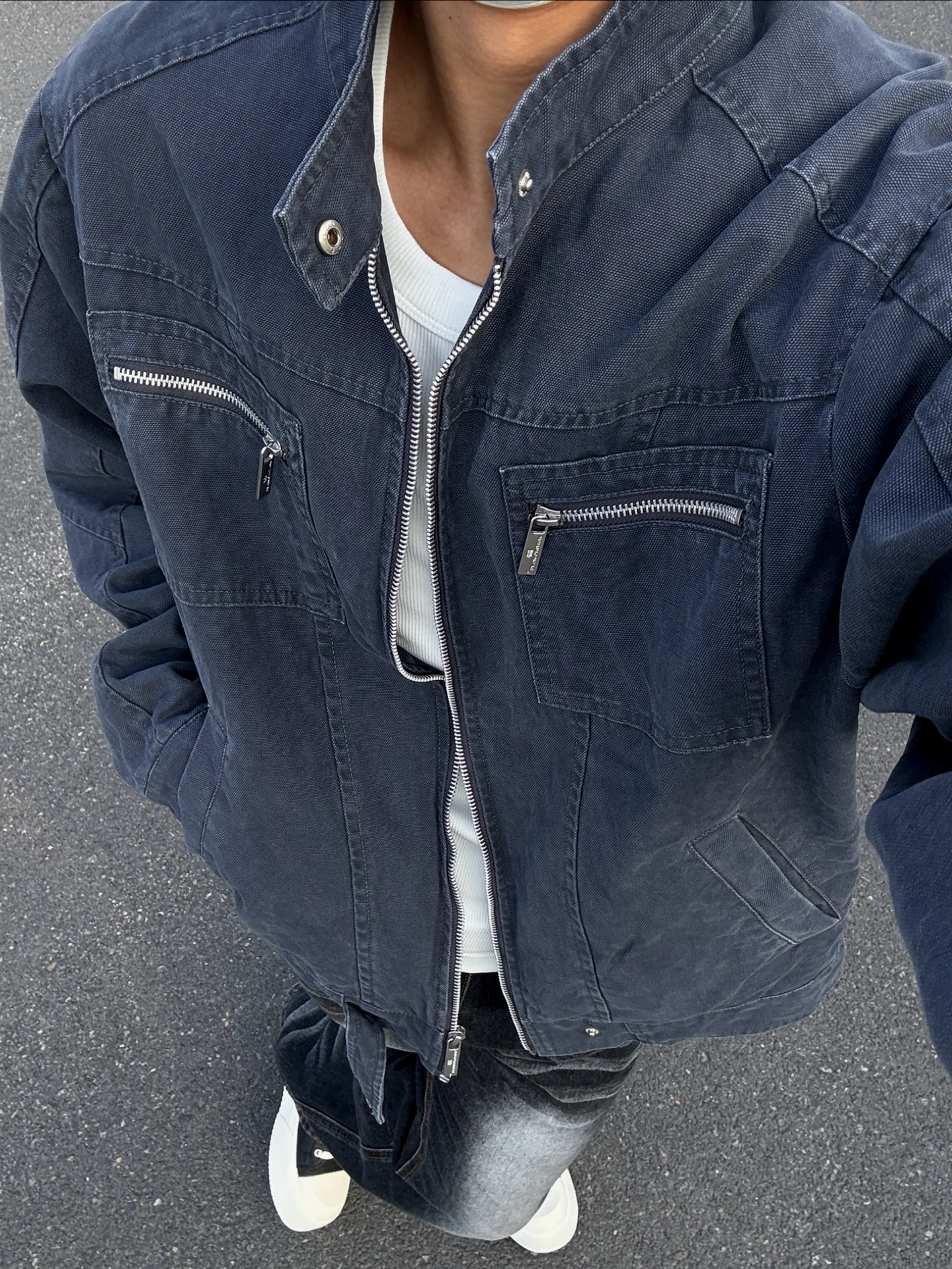 

Синяя джинсовая куртка с воротником-стойкой, мужская, в американском ретро-стиле, рабочая, молодежная, свободного кроя, с длинными рукавами