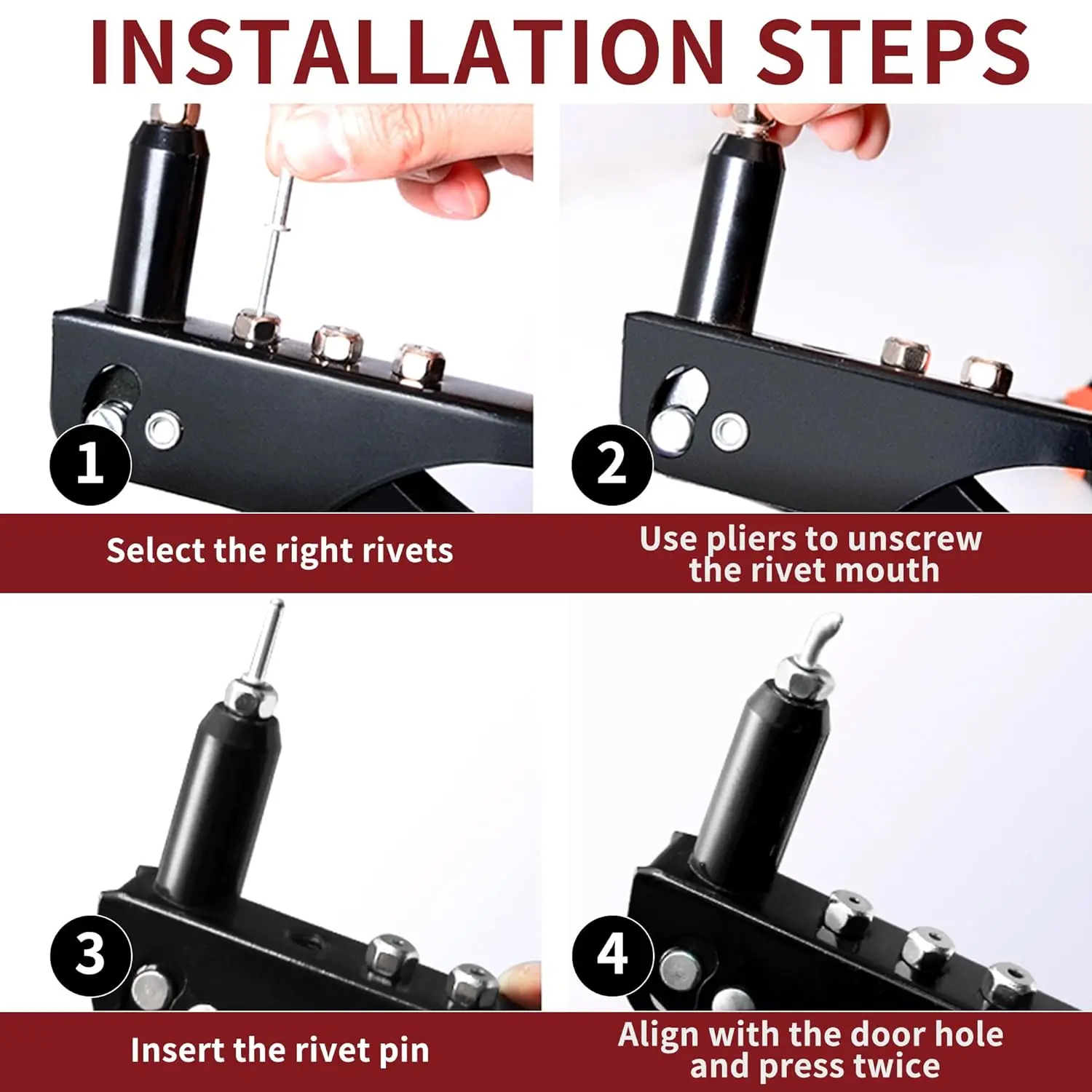 Heavy Duty Industrial Steel Single Handle Rivet Gun Kit with Pop Rivets for DIY Decoration and Secure Fastening Projects