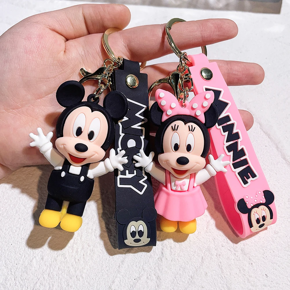 Disney Cartoon Anime Accessories Mickey Keychain Cute Minnie Keyring Student Bag Pendant HangingCar Key Chain Couple Kids Gift