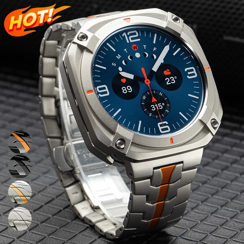 

Металлический корпус + ремешок для Samsung Galaxy Watch Ultra 2025 47 мм, ремешок из нержавеющей стали, чехол-бампер из твердого сплава для Galaxy Watch 7 Ultra