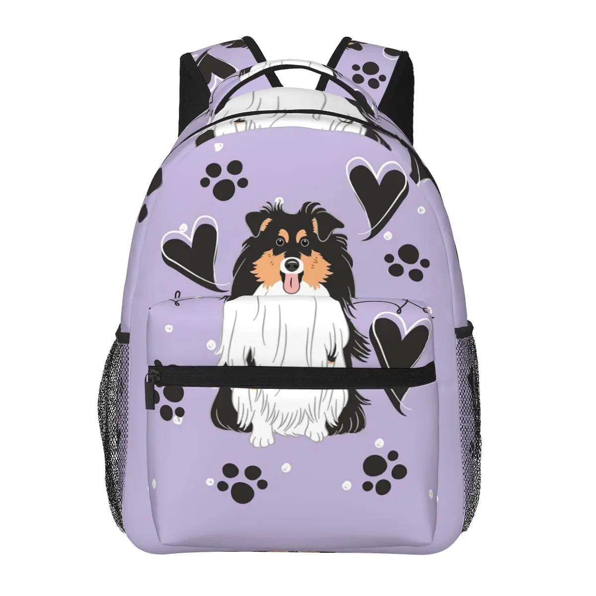 Love Tri Color Sheltie Dog Shetland Sheepdog Backpacks Boys Girls Bookbag Children School Bags Laptop Rucksack Shoulder Bag