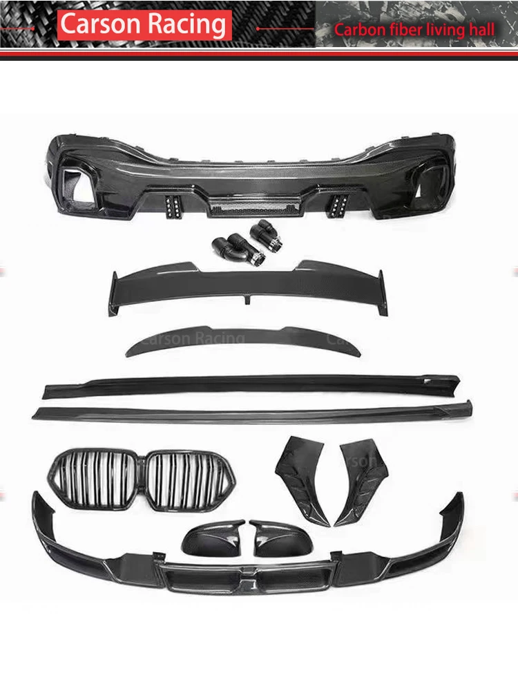 For BMW G06 X6 2019-2023 Real Carbon Fiber Front Lip  Rear Lip Side Skirt Car leaf vent Roof Spoiler