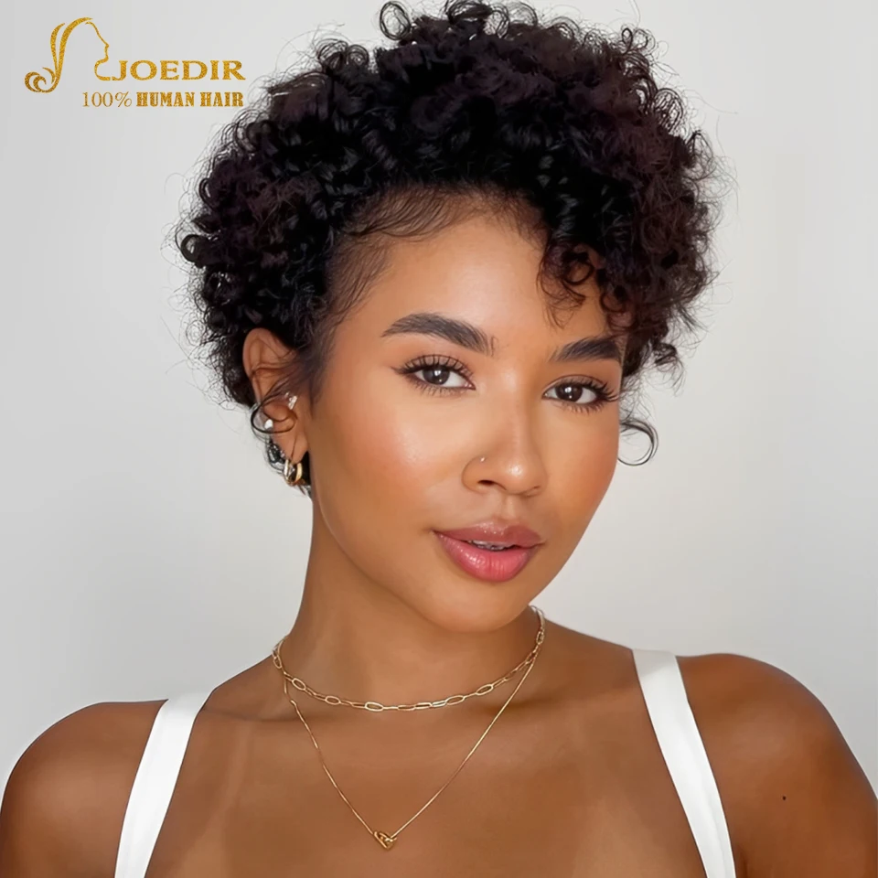 

Joedir Brown Short Pixie Cut Curly Bob 13x1 T Part Lace Front 100% Human Hair Wigs For Women Brazilian Remy Hair Glueless Wigs