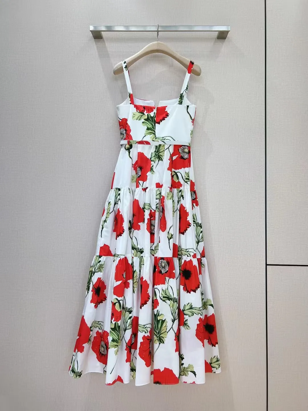 High end customized new women's floral printed suspender dress