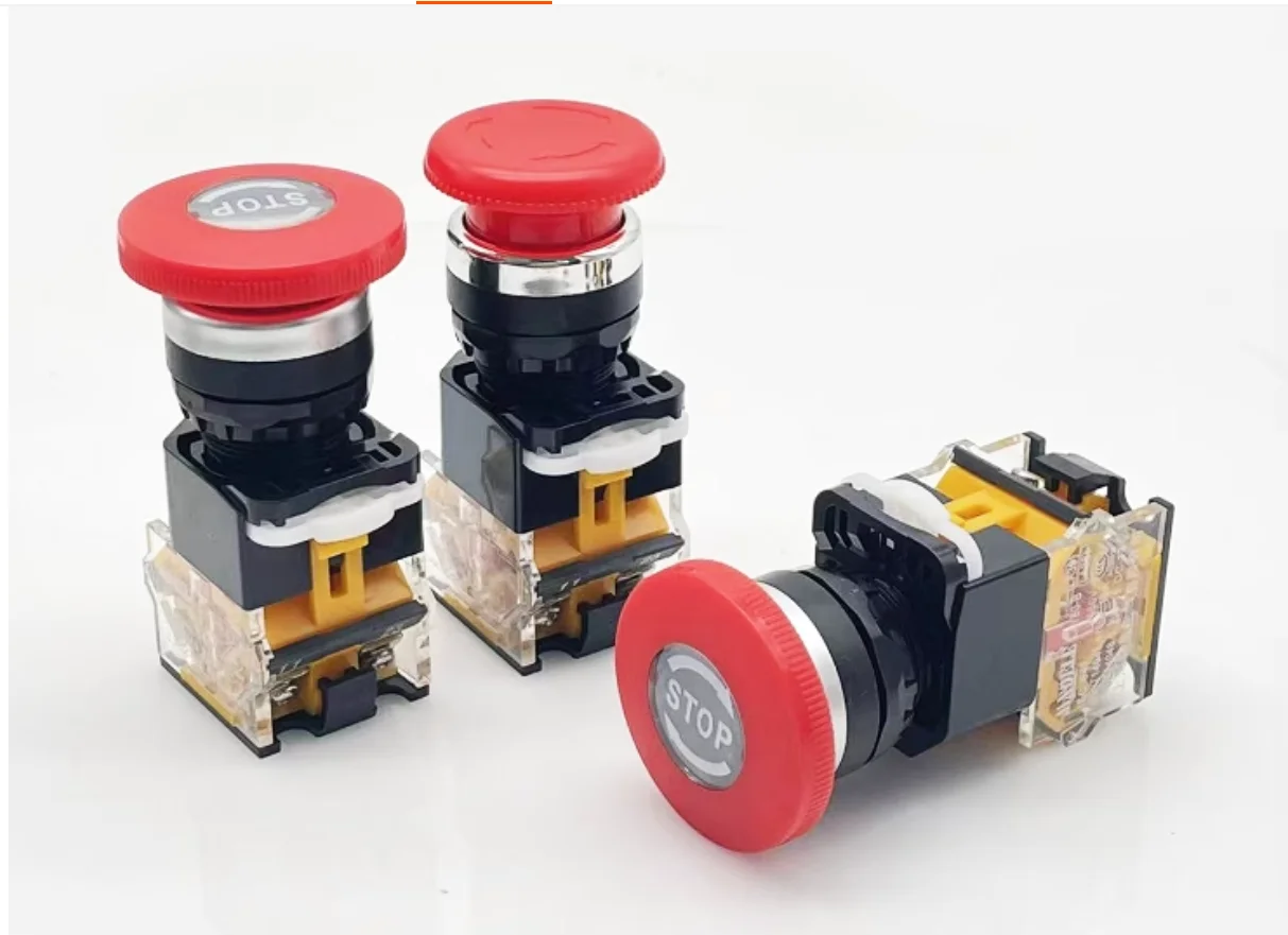 22mm LA38 Emergency stop button switch power start stop mushroom head self-locking emergency switch below 10A NO.C3030
