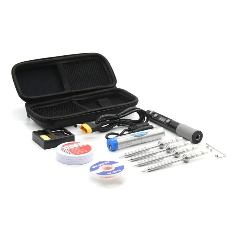 SEQURE D60B Kit with 4 Tips 60W Mini Electric Soldering Iron with DC12-24V TYPE-C Interface Precision Repair Tools