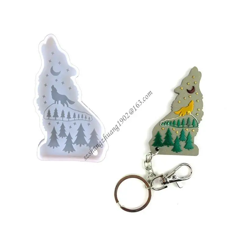 

Q6RB Wolfhound Epoxy Craft Keychain Silicone Mould Polymer Clay Crafting Mold