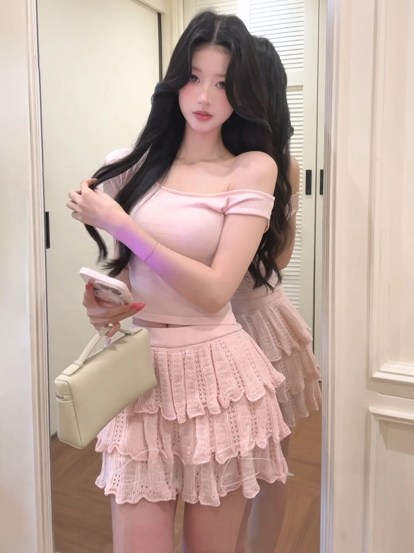 

Women's Summer Fashion Set Short Sleeve T-Shirt High Waist Skirt High Waist Cake Skirt Bodycon Half Body Short Skirt Two Piec...